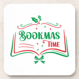 Weihnachtsbuch-Zeit-Leser-Buchliebhaber-Feiertagsd Getränkeuntersetzer