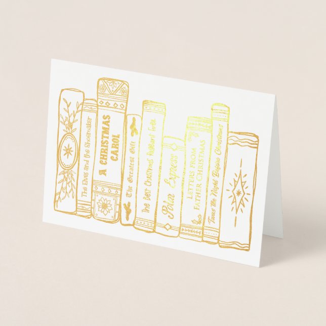 Weihnachtsbücher Handgezeichnet Illustrierten Feie Folienkarte (Vorderseite)