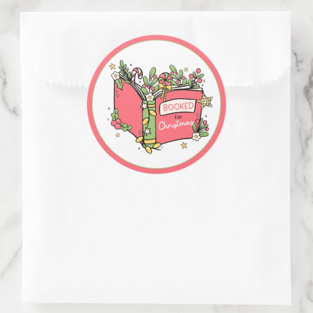 Weihnachtsbücher lesen runder aufkleber (Tasche)