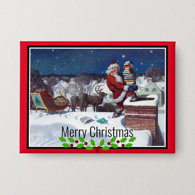 Weihnachtsbücher zu Weihnachten Button (Vorderseite)