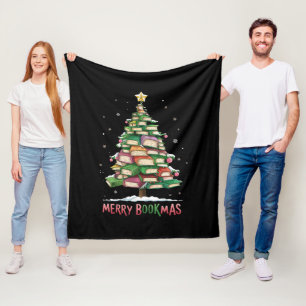 Weihnachtsbuchliebhaber Baum Bibliothekar Frohe Bu Fleecedecke