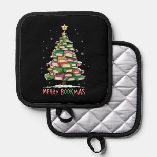 Weihnachtsbuchliebhaber Baum Bibliothekar Frohe Bu Topflappen