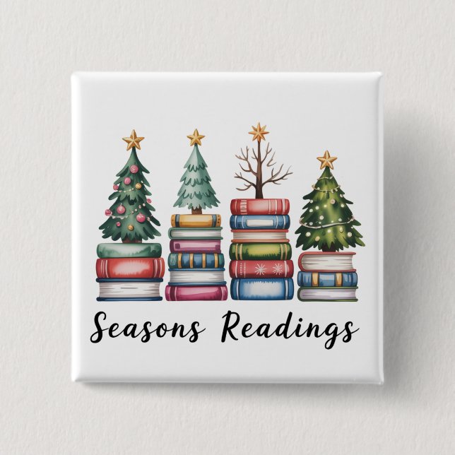 Weihnachtsbuchliebhaber-Lehrer Lesesaison Xmas Button (Vorderseite)