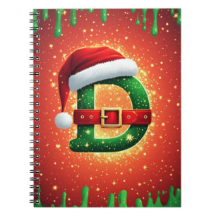 Weihnachtsbuchstabe D mit Immergrün-Christmas-Deta Notizblock