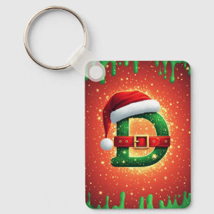 Weihnachtsbuchstabe D mit Immergrün-Christmas-Deta Schlüsselanhänger