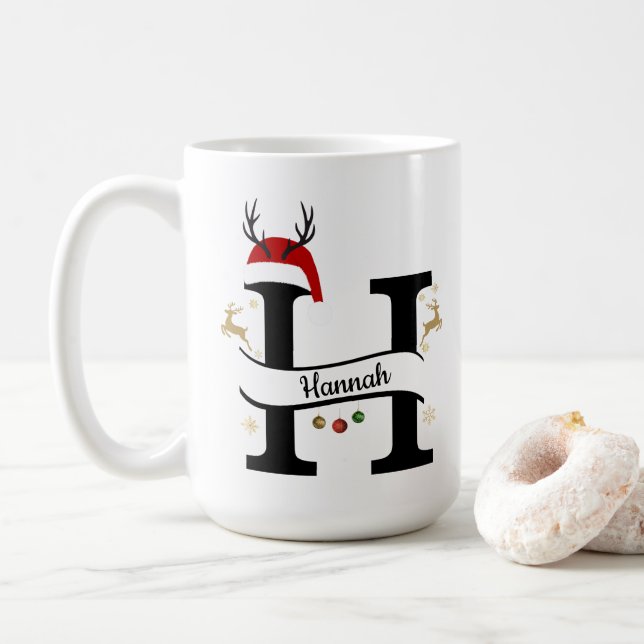 Weihnachtsbuchstabe H Alphabet  Kaffeetasse (Mit Donut)