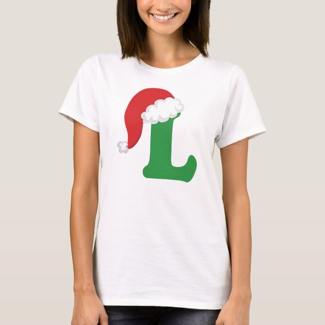 Weihnachtsbuchstabe L Alphabet T-Shirt (Vorderseite)
