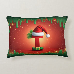 Weihnachtsbuchstabe T Für Feiertagsgeschenke Dekokissen