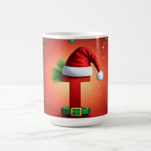 Weihnachtsbuchstabe T Für Feiertagsgeschenke Kaffeetasse