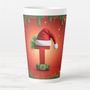 Weihnachtsbuchstabe T Für Feiertagsgeschenke Milchtasse