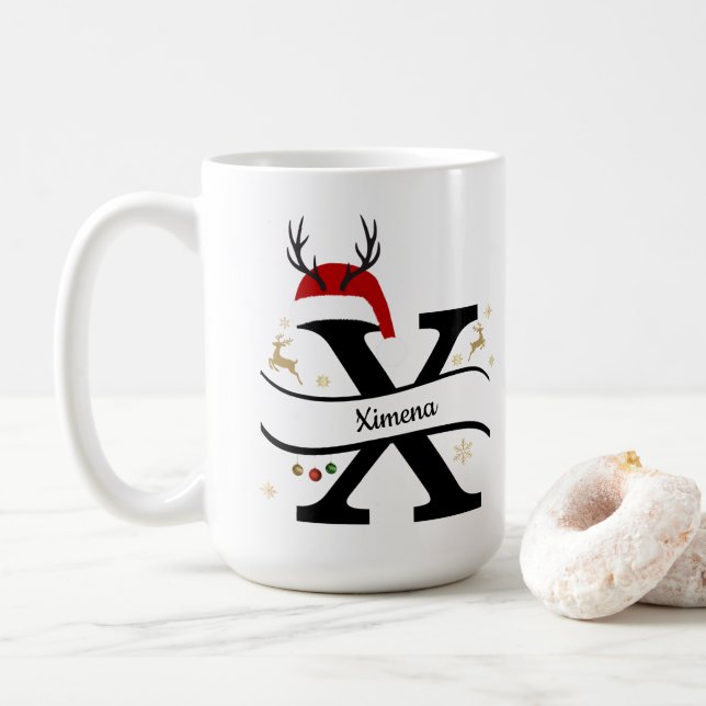 Weihnachtsbuchstabe X Alphabet  Kaffeetasse (Mit Donut)