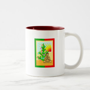 Weihnachtsbuddha mit Baum! Zweifarbige Tasse