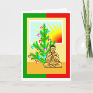 Weihnachtsbuddha w/ Baum Feiertagskarte