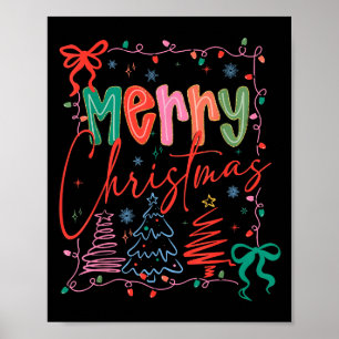 Weihnachtsbuffalo-Kariert Rot Weiß Grün Frohe Weih Poster