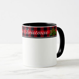 Weihnachtsbüffalo Kariert und Evergreen Tasse