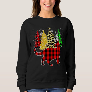 Weihnachtsbüffel-Karo-Katzenbaum-Leoparden-Pyjama  Sweatshirt