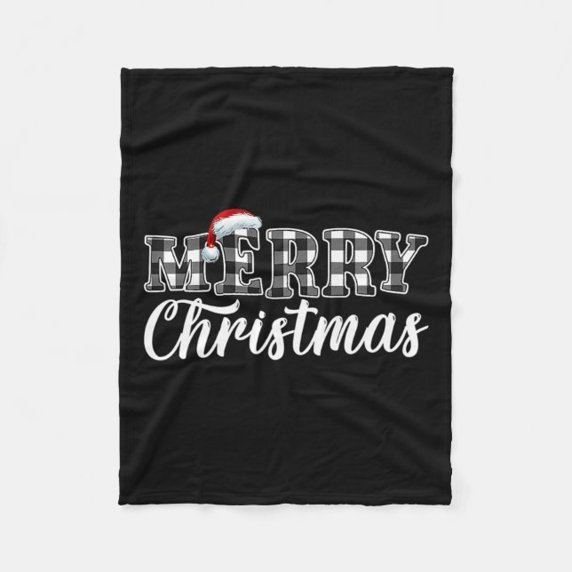 Weihnachtsbüffel Schwarz und Weiß Kariert für Männ Fleecedecke (Vorderseite)