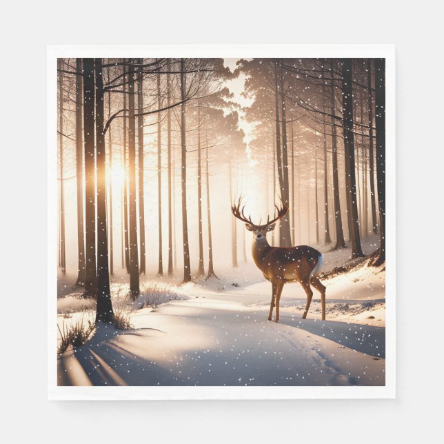 Weihnachtsbühne im Winterwald Serviette (Vorderseite)