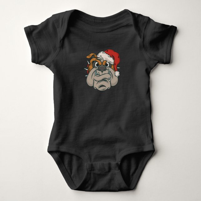 Weihnachtsbulldog Baby Strampler (Vorderseite)