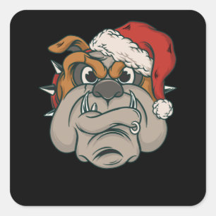 Weihnachtsbulldog Quadratischer Aufkleber