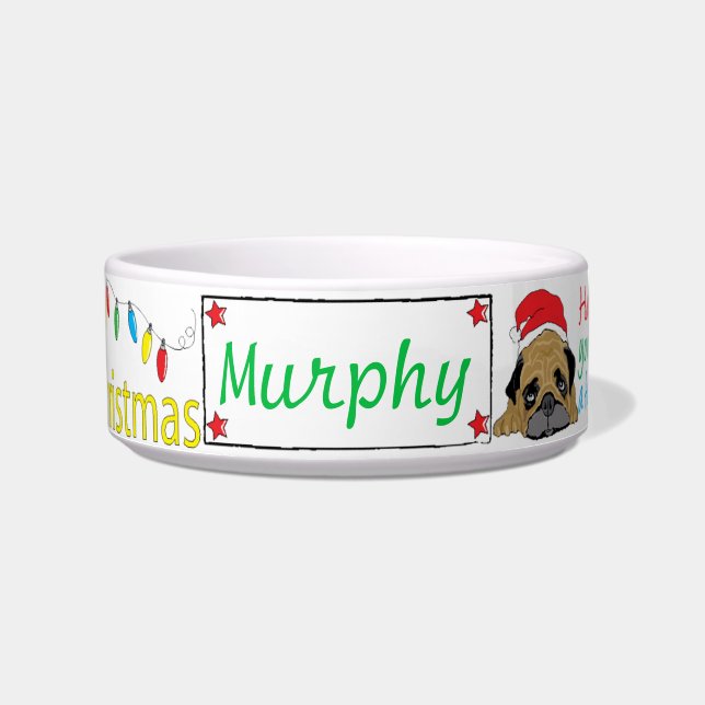 WeihnachtsbullDoggy Pet Bowl Furry Little Xmas/Med Napf (Vorderseite)