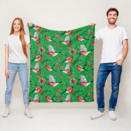 Weihnachtsbullfinch Fleecedecke