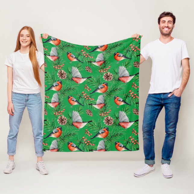 Weihnachtsbullfinch Fleecedecke (Beispiel)