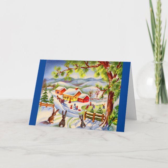 Weihnachtsbunnies sehen Weihnachten Karte (Vorderseite)