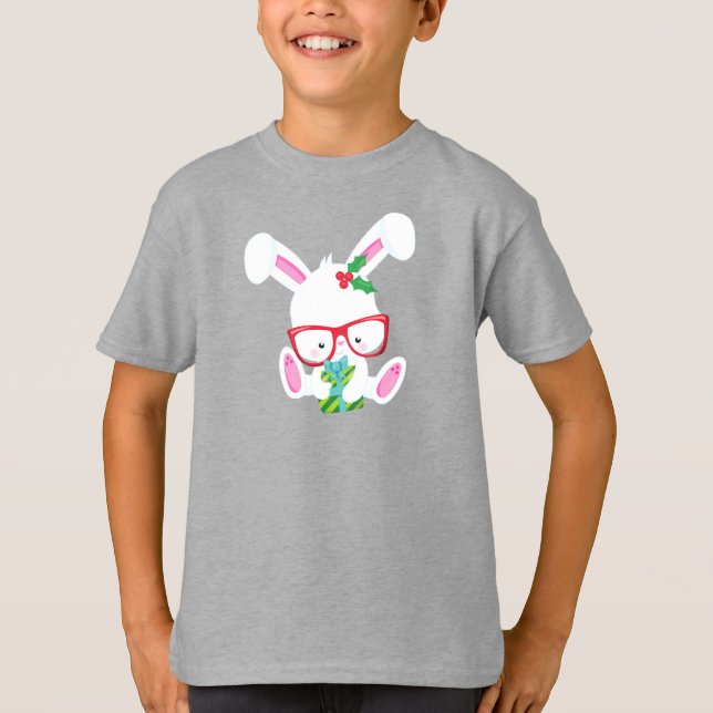 Weihnachtsbunny, Hipster Bunny, Sonnenschein mit B T-Shirt (Vorderseite)