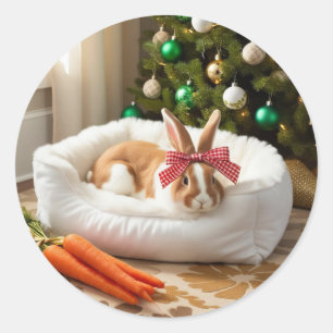 Weihnachtsbunny Runder Aufkleber
