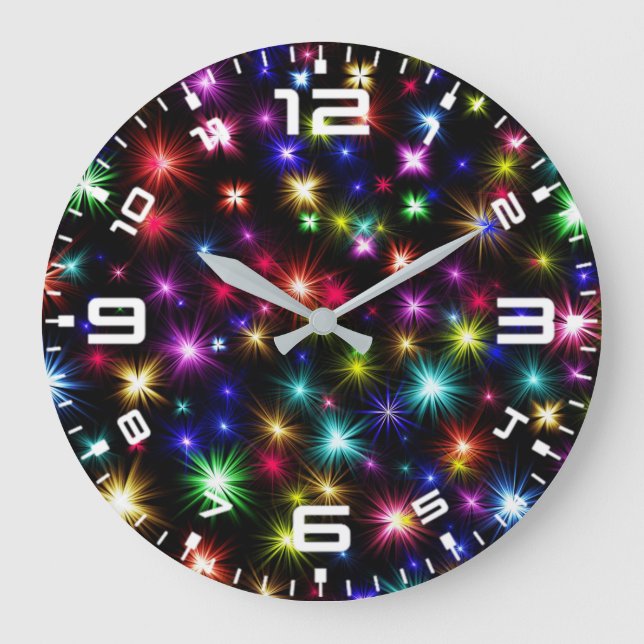 Weihnachtsbunt-Sterne-27317 Große Wanduhr (Vorderseite)
