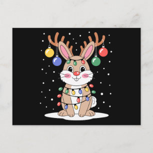 Weihnachtsbunter Rentierhörner Lichter Xmas Schnee Feiertagspostkarte