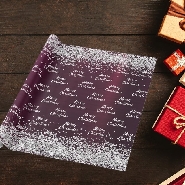 Weihnachtsburgund silber elegant geschenkpapier (Von Creator hochgeladen)