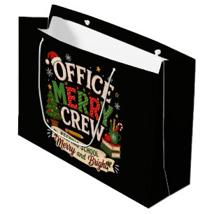 Weihnachtsbüro Fröhliche Crew Schule halten Große Geschenktüte