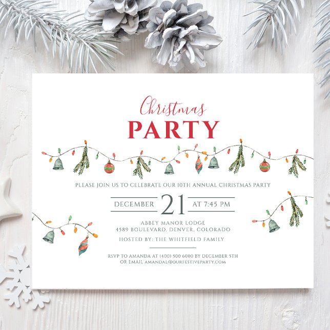 Weihnachtsbüro-Party Einladungspostkarte (Christmas Party Rustic Family Holidays Invitation)