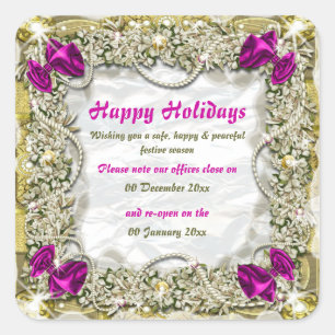 Weihnachtsbüros geschlossen quadratischer aufkleber