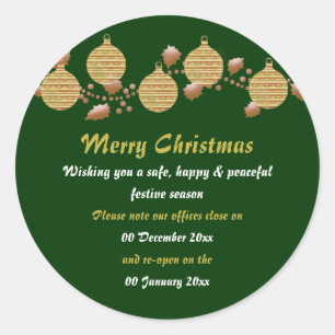 Weihnachtsbüros geschlossen runder aufkleber
