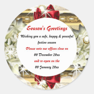 Weihnachtsbüros geschlossen runder aufkleber