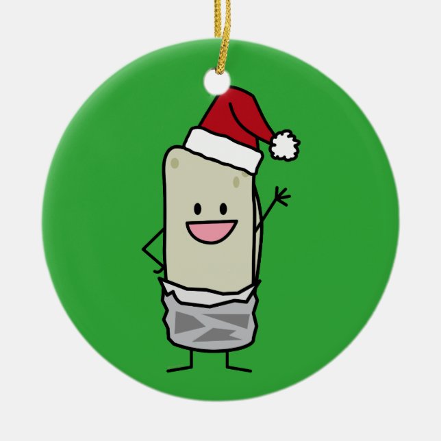 Weihnachtsburrito-wellenartig bewegender keramikornament (Vorne)