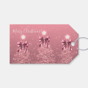 Weihnachtsbüsche Rosa Weihnachtsbäume Schleifen Geschenkanhänger