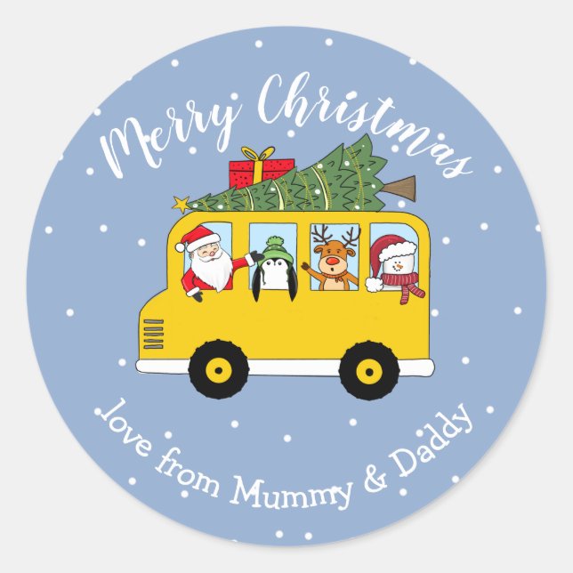 Weihnachtsbussen - Kindergeschenk Runder Aufkleber (Vorderseite)