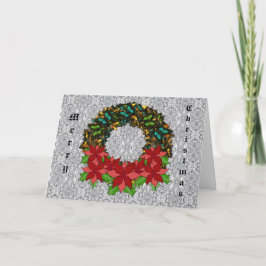 Weihnachtsbutterfly Poinsettia Wreath Grußkarte Feiertagskarte