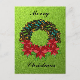 Weihnachtsbutterfly Poinsettia Wreath Post Card Feiertagspostkarte