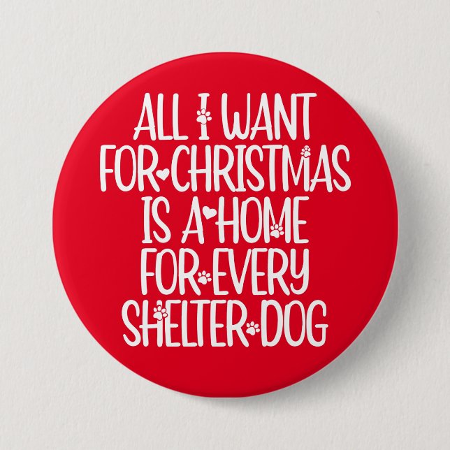 Weihnachtsbutton für Shelter-Hunde Button (Vorderseite)