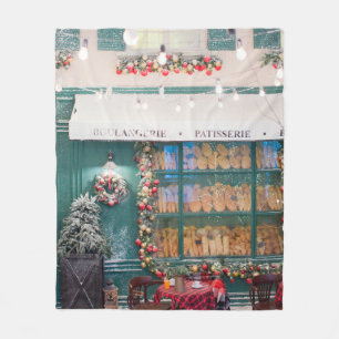 Weihnachtscafe-Bäckerei-Außenseite mit Weihnachtsd Fleecedecke