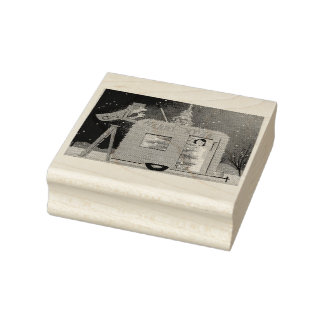 Weihnachtscamper Retro-Kunst Gummi Briefmarke Gummistempel