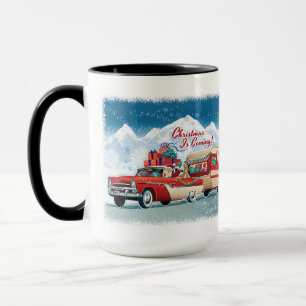 Weihnachtscamper von Santa im Vintage-Stil Tasse
