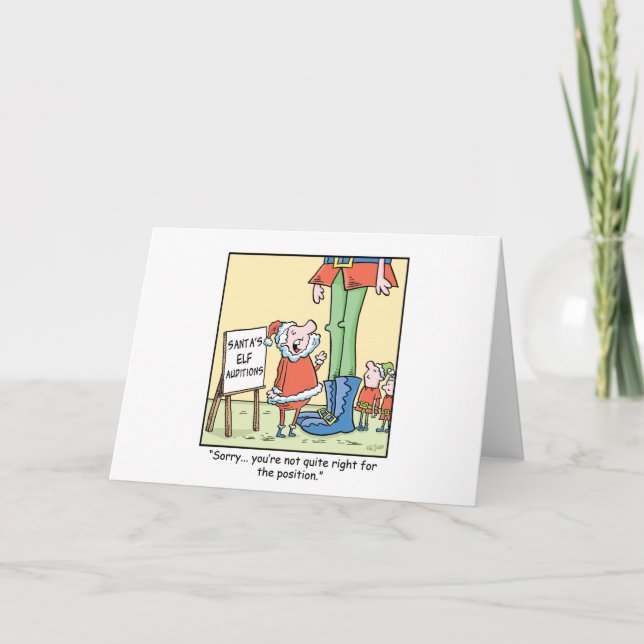 WeihnachtsCartoon-Elf-Hörprobe Feiertagskarte (Vorderseite)