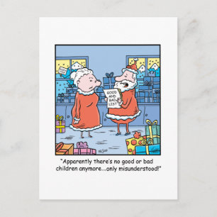 WeihnachtsCartoon Sankt gut und schlechte Liste Feiertagspostkarte
