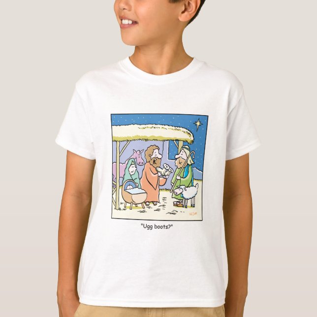 WeihnachtsCartoon Ugg Stiefel T-Shirt (Vorderseite)